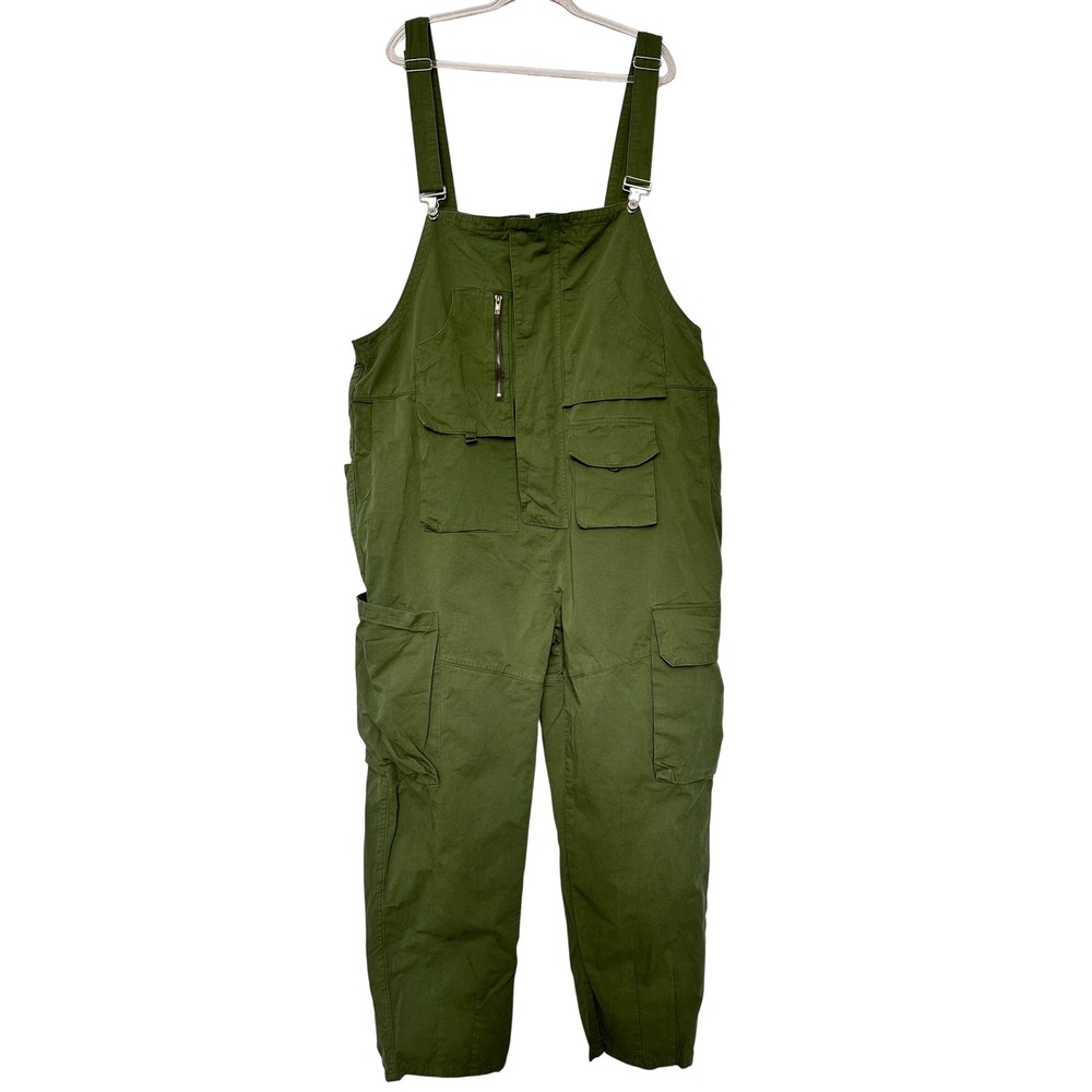 Madepants Cargo Overalls Utility Bibs Size XXL Green Adjustable Cotton Work